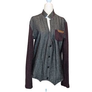 W[dablju:] Wool Blend Button Up Chest Pocket Literary Professor Sweater Size XL